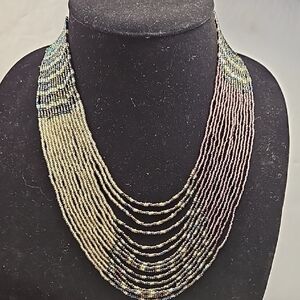 Beautiful Glass Multi Colored Seed Bead 15 Strand Necklace